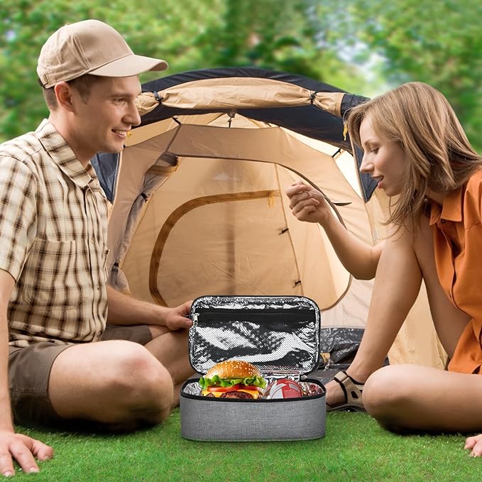 NATURAL STYLE Small Lunch Bag, Mini Portable Thermal Insulated Cooler Bag Lunch Box (Grey)