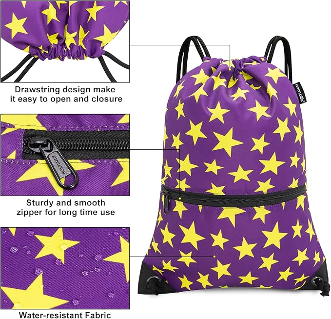 HOLYLUCK Drawstring Backpack Bag Sport Gym Sackpack