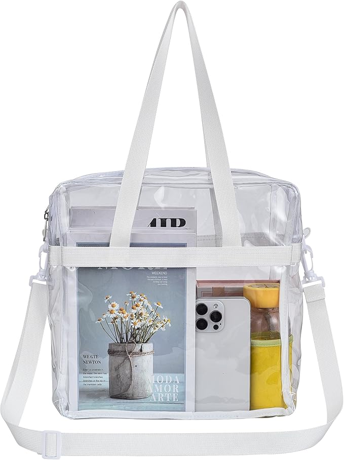 USPECLARE Clear Tote Stadium Approved, Security Travel & Gym Clear Bag for Work Sports Games Concerts