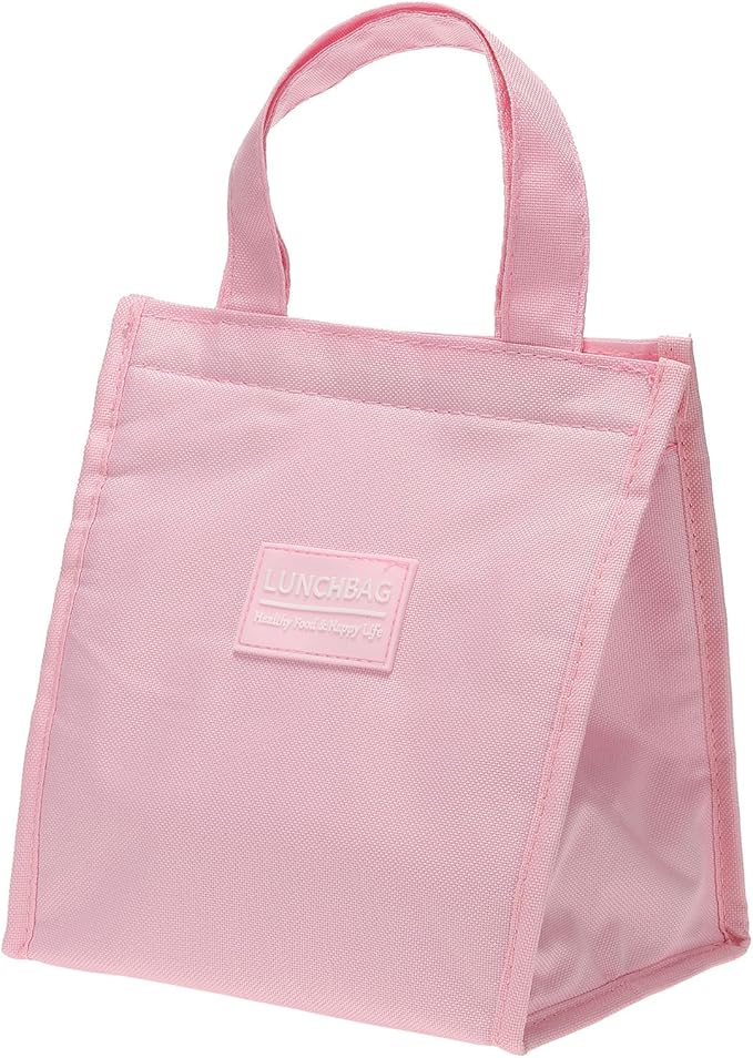 PATIKIL Insulated Lunch Bags, 8"x5"x9" Reusable Bento Bags Thermal Lunch Tote Portable Food Containers Bag for Men and Women, Pink