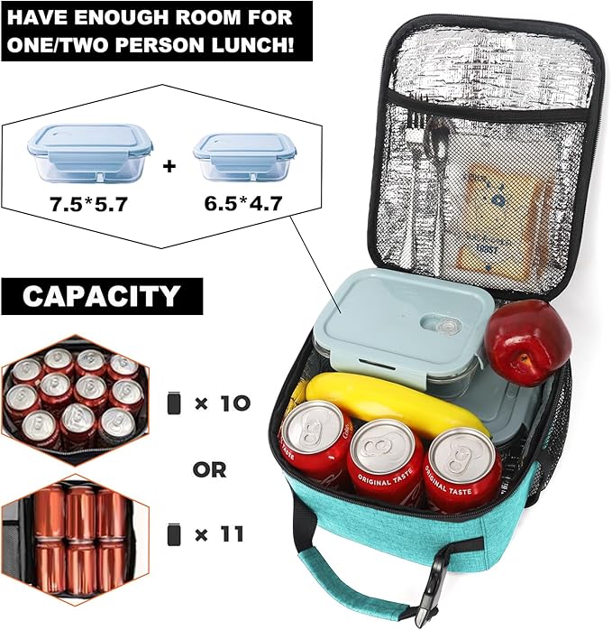 Femuar Lunch Box for Men Women Adults, Small Lunchbox for Work Picnic - Reusable Lunch bag Portable Lunch tote, Light Blue