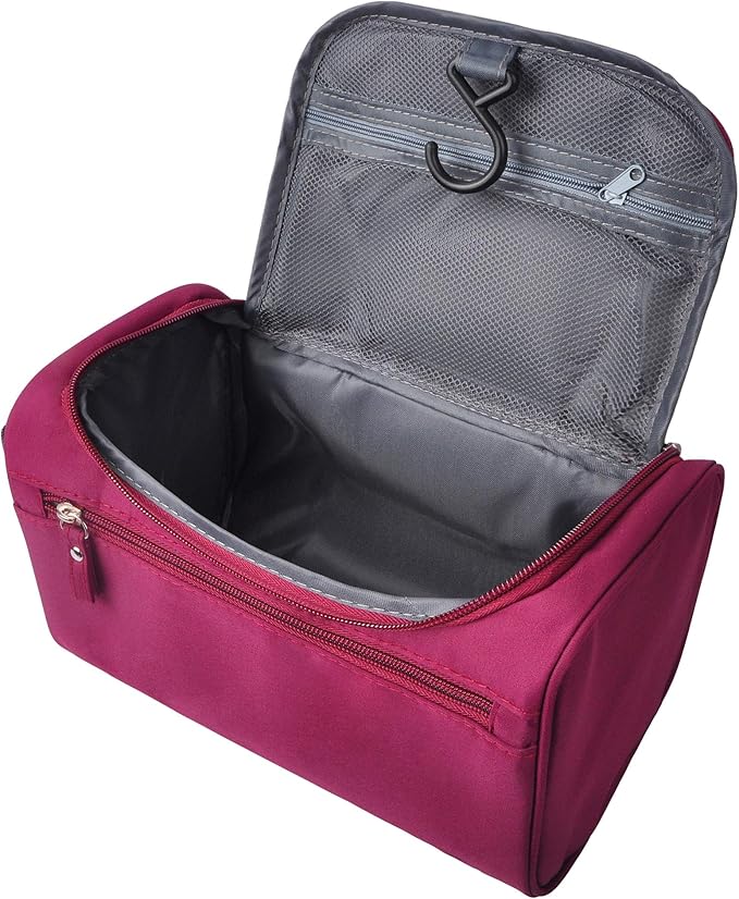 Vercord Mens Toiletry Bag Wash Travel Small Shaving Dop Kit Shower Bathroom Ditty Hygiene Bag Burgundy