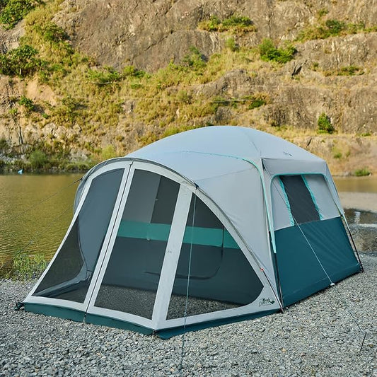 Tents for Camping 6/10 Person Camping Tent with Screen Porch, Weatherproof Large Cabin Tent with Rainfly and Carry Bag, Family Tent for Outdoor Camping and Backyard
