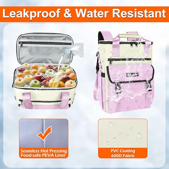 Cooler Backpack, 36 Cans Insulated & Leak Proof Backpack Cooler for Women, Stylish & Portable & Waterproof Cooler Bag, Soft Ice Chest Lunch Box for Beach Picnic Outdoor Travel Work