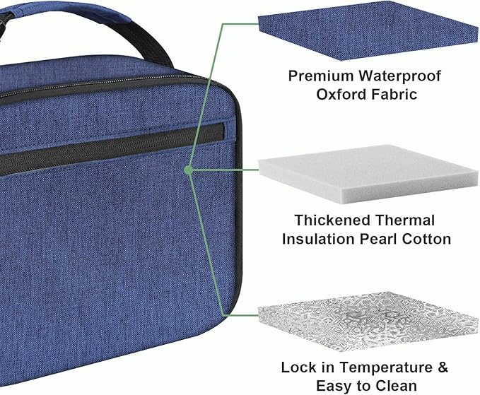 Kids Lunch Box for Boys Girls Lunch Bag Insulated Durable Lunchbox Children Lunch Tote Bag for School Dark Blue