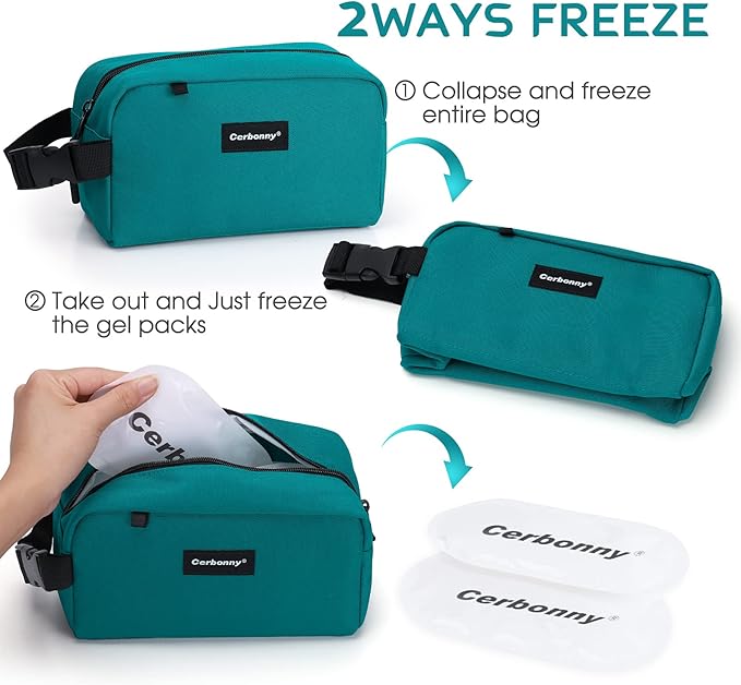 Cerbonny Small Cooler Bag Freezable Lunch Bag for Work School Travel,Leak-proof Small Lunch Bag,Small Insulated Bag For Kids/Adults,Freezable Snack Bag Fit For Yogurt (Blue)