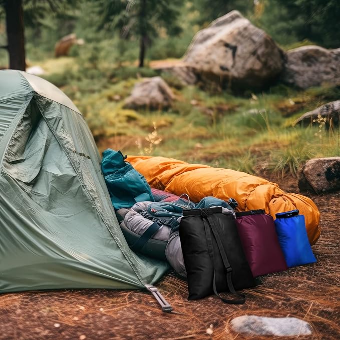 Waterproof Dry Bag Set 15 L+ 8 L +5 L+4 L+3 L+ 2 L Lightweight Sacks and Long Adjustable Shoulder Strap for Kayaking, Rafting, Boating, Hiking, Camping (Dark Colors,6 Pcs)