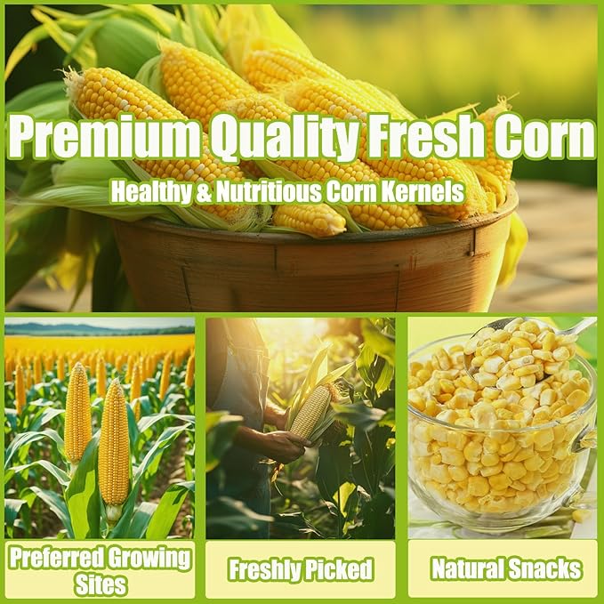 Premium Freeze Dried Sweet Corn Kernels 7 Oz/200g，No Sugar & Additives Healthy Snack Foods for Kids or Adults 100% Natural Freeze Dried Vegetables for Soups，Salads,Baking,Yogurt,Snacks