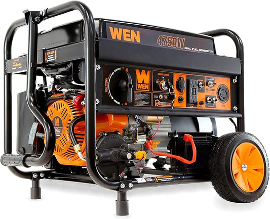 WEN DF475X 4750-Watt Portable Generator with Wheel Kit and CO Shutdown Sensor, Black