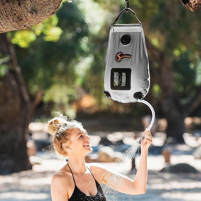 ADVANCED ELEMENTS - Summer Shower/Solar Shower - Different Capacity - Shower Head - Reflective Mirror - Fill Valve - Black or Silver