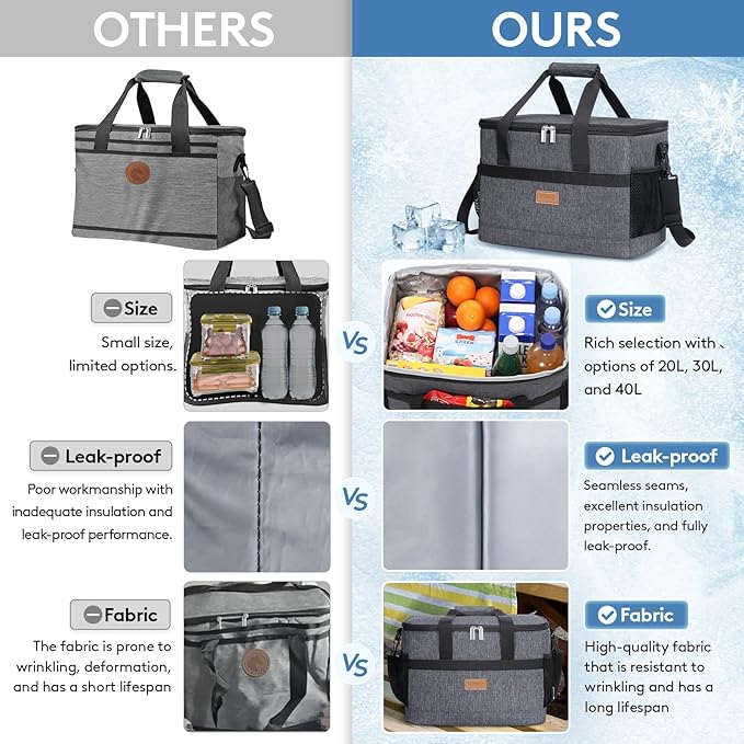 Lifewit Cooler Bag 30/50/60 Cans Collapsible and Insulated Large Lunch Bag Leakproof Soft Cooler Portable Tote for Camping/BBQ/Family Outdoor Activities