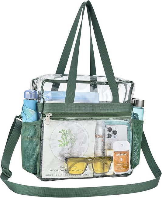 USPECLARE Clear Tote Stadium Approved, Security Travel & Gym Clear Bag for Work Sports Games Concerts
