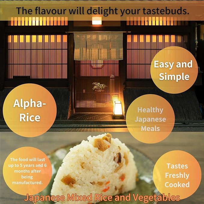 GOHAN JAPAN Mixed Rice Vegetables (Gomoku Okowa) Onigiri Japan based Alpha Rice Ball 45g/1.6 oz(A filling 104g/3.7oz) Camping Mountain Climbing Emergencies by Onisi Foods Japanese Company (3-packs)