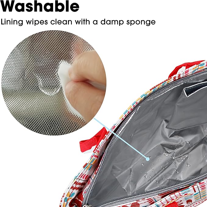 J World Lola Lunch Tote Bag. Cute Insulated Lunch-Box for Women & Teen Girls, Heart Factory