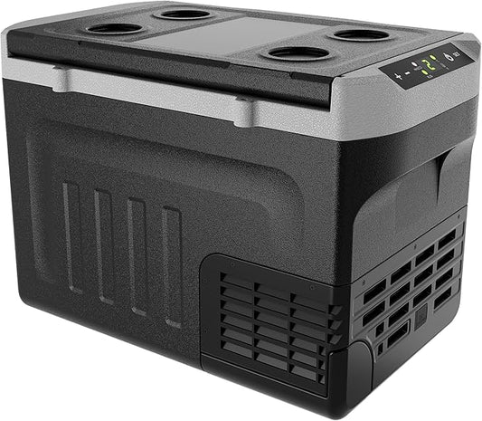 12 Volt Refrigerator, 32QT(30L) Compressor Electric Cooler, 12V fridge -4℉-68℉, Car Refrigerator 12/24V DC & 100-240V AC for Camping, Fishing, Travel, Home