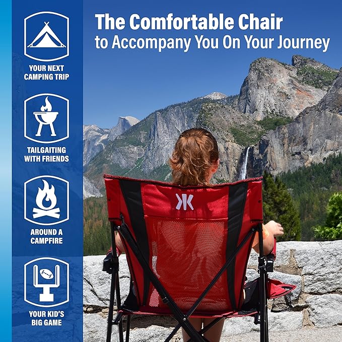 Kijaro Dual Lock Folding Camp Chair - Versatile Sports Chair With Locks Position for Outdoors - Cayman Blue Iguana