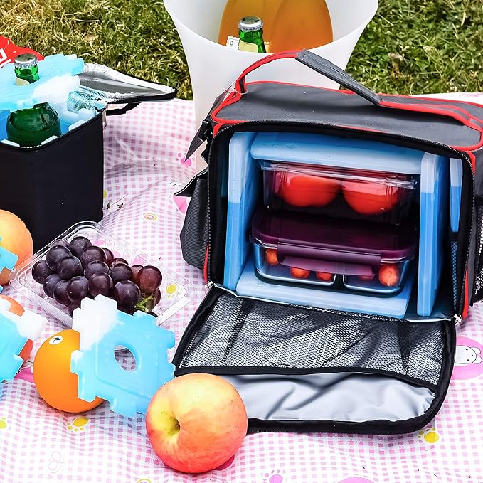 10pcs Ice packs for Lunch Box - Freezer Ice packs - Slim Long Lasting Cool Packs for Lunch Bags and Cooler, Poker Design (Heart)