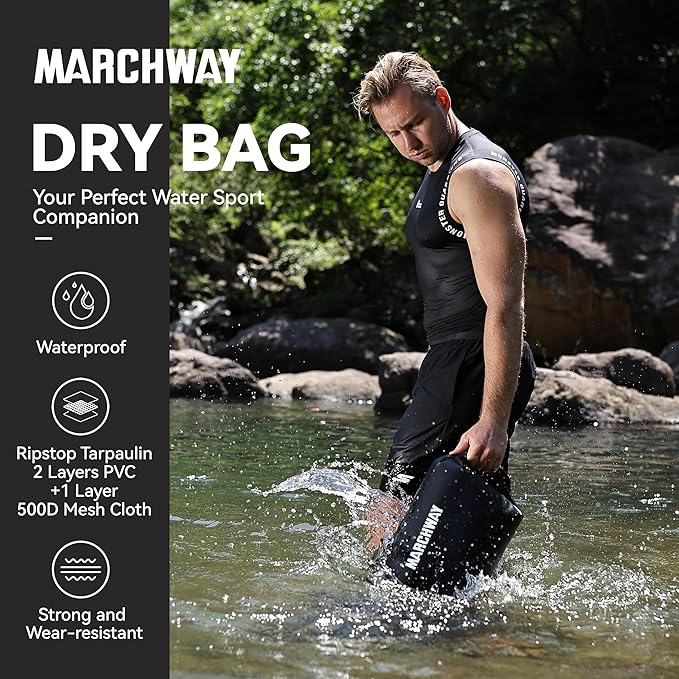 MARCHWAY Floating Waterproof Dry Bag Backpack 5L/10L/20L/30L/40L, Roll Top Sack Keeps Gear Dry for Kayaking, Rafting, Boating, Swimming, Camping, Hiking, Beach, Fishing