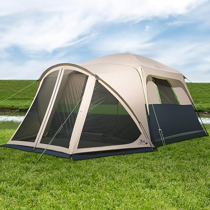 Tents for Camping 6/10 Person Camping Tent with Screen Porch, Weatherproof Large Cabin Tent with Rainfly and Carry Bag, Family Tent for Outdoor Camping and Backyard
