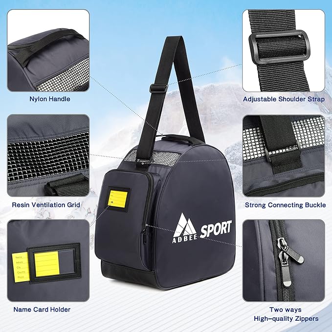 Multipurpose Ski Boot Bag - Large Capacity Waterproof Travel Ski Bag for Men and Women,Portable Snowboarding Gear Storage Bags Suitable for Ski Boots,Ski Clothing and Helmets