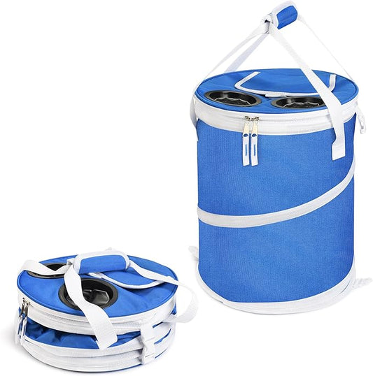 Tirrinia Pop-Up Collapsible Cooler Bag - Insulated, Lightweight with Built-in Cup Holder | Leak-Proof Portable Soft Cooler for Camping, Beach, Picnics, Travel
