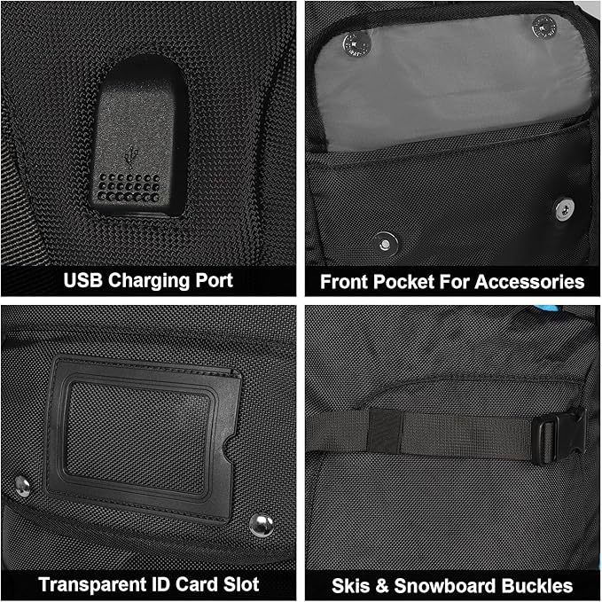 Geestock Ski Boot Bag, 50L Ski and Snowboard Boot Travel Backpack Waterproof Large Duffle Travel Bag for Ski Helmet, Skis, Snowboard & Accessories