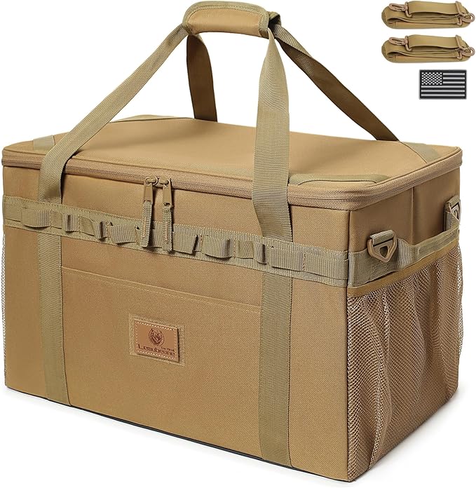 Tactical Camping Storage Bag Utility Tote Bag Camping Kitchen Organizer with Axe Holder & Shoulder Strap