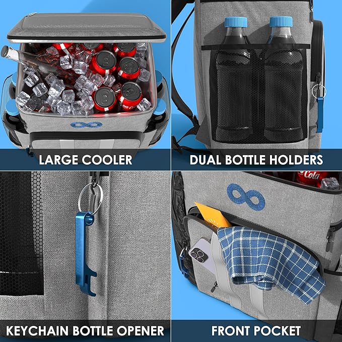 Everlasting Comfort Insulated Cooler Backpack - 54 Can, Leakproof Liner, Waterproof Zipper, Soft Backpack Cooler Bag for Men and Women - Beach, Picnic, Camping, Lunch