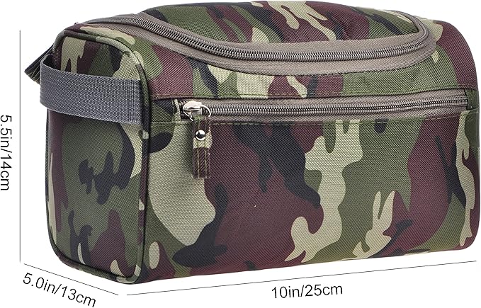 Vercord Mens Toiletry Bag Wash Travel Small Shaving Dop Kit Shower Bathroom Ditty Hygiene Bag Camo Dark Green