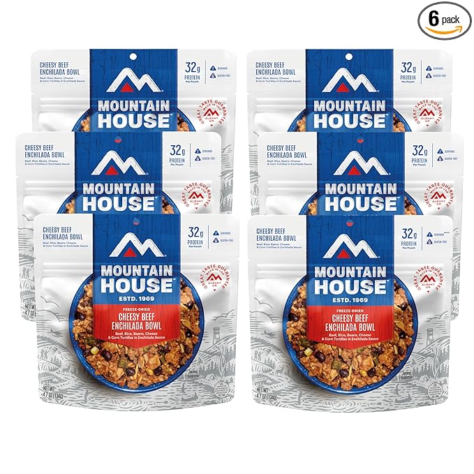 Mountain House Cheesy Beef Enchilada Bowl | Freeze Dried Backpacking & Camping Food | Gluten-Free | 6 Pack