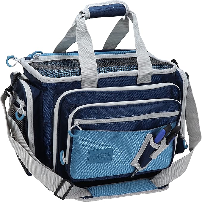 OSAGE RIVER Fishing Tackle Bag, Saltwater Fishing Gear Bag, Tackle Box Organizer with Waterproof Non-Slip Bottom, Padded Shoulder Strap, and Fishing Pliers, Fishing Gifts for Men