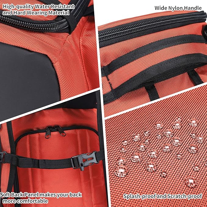 Ski Boot Bag Backpack, 50L Large Capacity Water-Resistant Padded Ski Travel Bag & Snowboard Boot Bag for Ski Boots, Helmet, Goggles, Clothes, Gloves, Snowboard Gear (Orange)