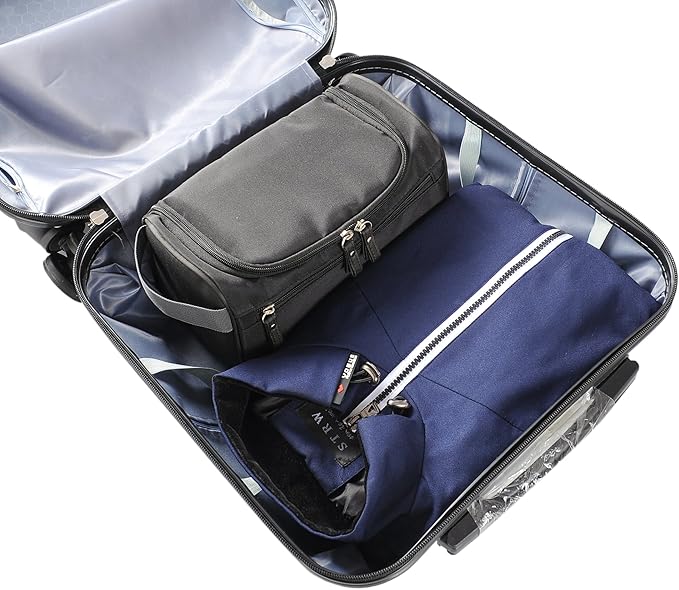 Vercord Mens Toiletry Bag Wash Travel Small Shaving Dop Kit Shower Bathroom Ditty Hygiene Bag Black