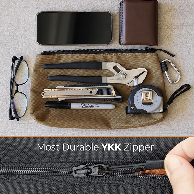 COREFLEX Premium Tool Pouch Zipper Bag, Small Tool Bag, Multipurpose Storage pouch, Heavy duty Flat Bottom Tool bag with YKK Zipper (3 pack Medium 10inch)