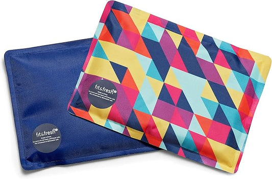 Cool Coolers by Fit & Fresh 2 Pack Soft Ice, Flexible Stretch Nylon Reusable Ice Packs for Lunch Boxes & Coolers, Prism & Cobalt