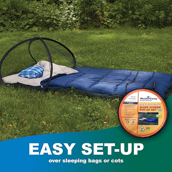Sleep Screen Pop-Up Mosquito Net with Permethrin Bug Repellent
