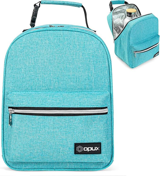 opux Lunch Box for Girls Boys Kids, Insulated Leakproof Lunch Bag, Reusable Teen Lunch Boxes for School, Medium Large lunchbox for Women Men Adult for Work with Front Back Pocket (Teal Blue)