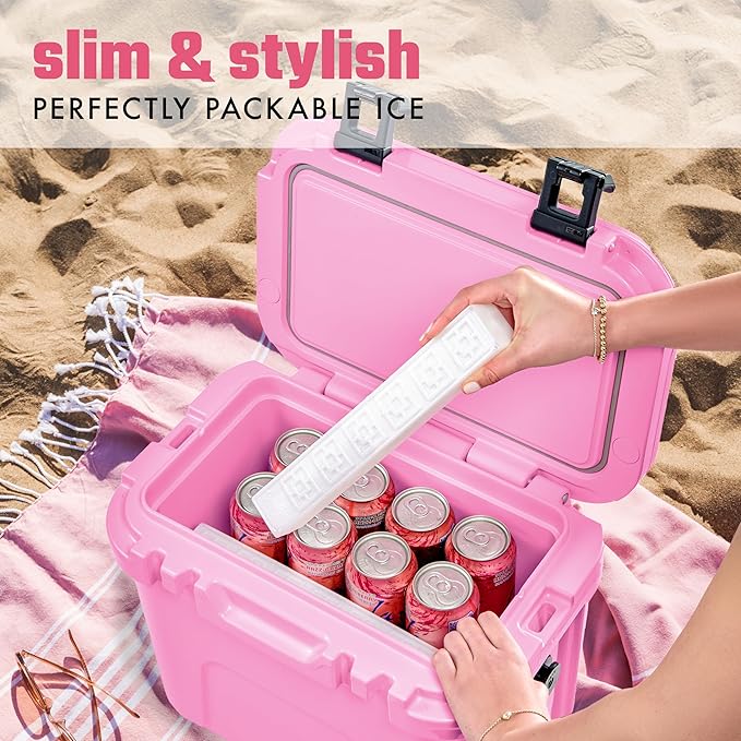 Cool Coolers XL Fashion Ice by Fit + Fresh, 4pk Ice Packs for Coolers, Freezer Packs for Lunchboxes, Pearl White
