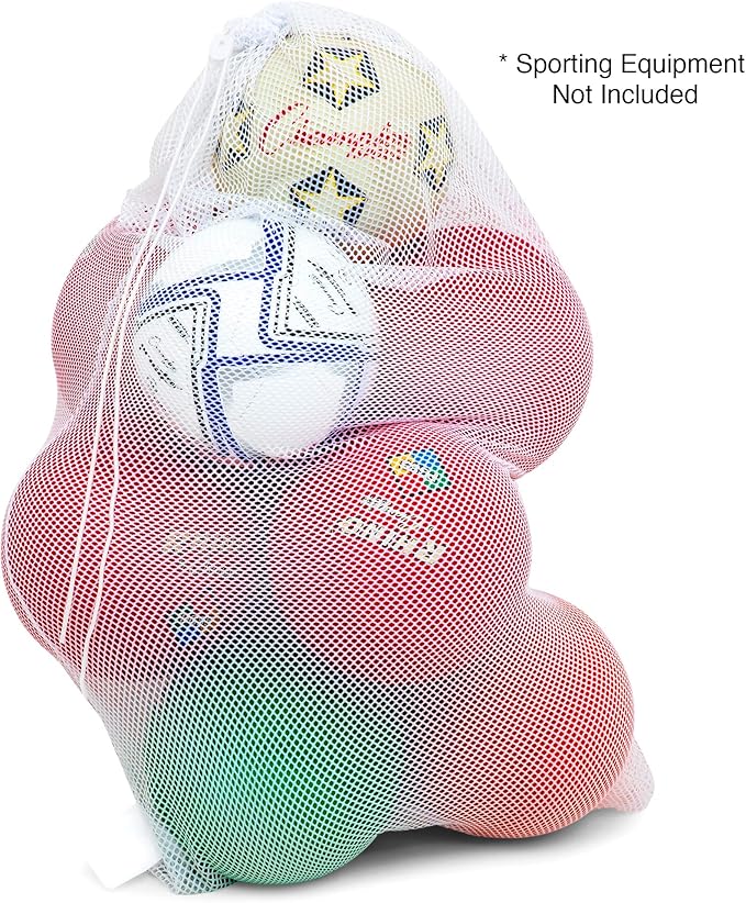 Champion Sports Mesh Equipment Bag – Heavy-Duty Nylon Drawstring Bag with Lock & ID Tag, Breathable Storage Sack for Balls, Swim Gear, Laundry & Toys, Multiple Sizes & Colors
