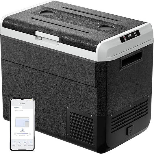12 Volt Refrigerator, 64 Quart Electric Cooler, Car Fridge 12V/24V DC 100~240V AC, Portable Freezer -4℉~68℉, APP Control, Portable 12V Refrigerator Fridge for Truck, RV, Camping,Travel