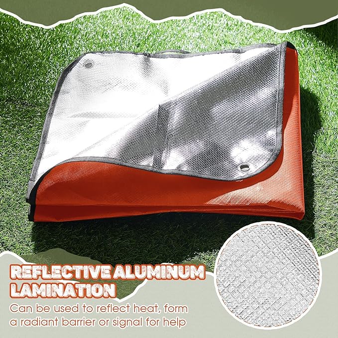 Kingdder 2 Pcs Heavy Duty Emergency Blanket for Survival Thermal Tarp Insulated Tent Camping Tarp Infrared Blocked Blankets for Rescue Camping Hiking (Orange)