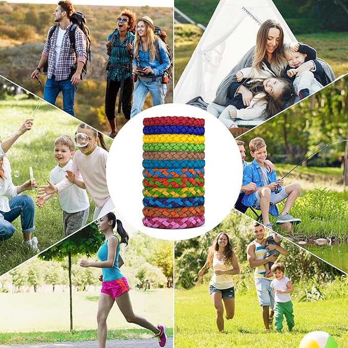 BuggyBand 18 Pack Mosquito Repellent Bracelets, DEET-Free Natural Bands, PU Leather Insect & Bug Repellent Wrist Bands for Kids & Adults, Individually Wrapped