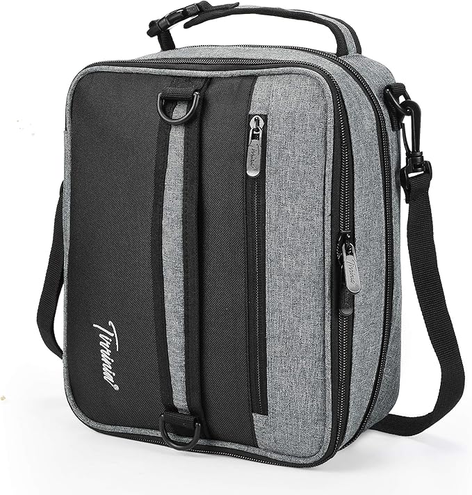 Expandable Insulated Lunch Bag, Leakproof Flat Lunch Cooler Tote with Shoulder Strap for Men and Women, Suitable for Work & Office by Tirrinia, Dark Grey