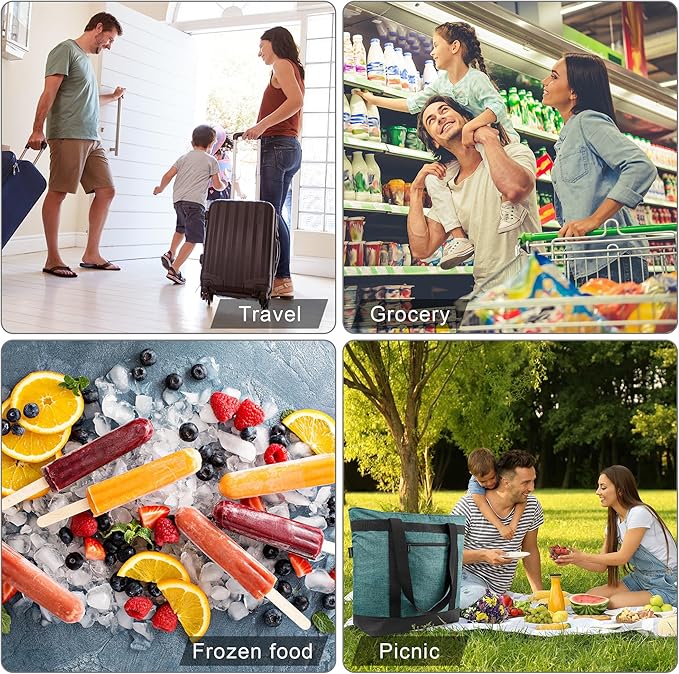 BeeGreen Insulated Cooler Bag Leakproof Freezer Shopping Tote for Groceries Thermal Food Delivery Bag