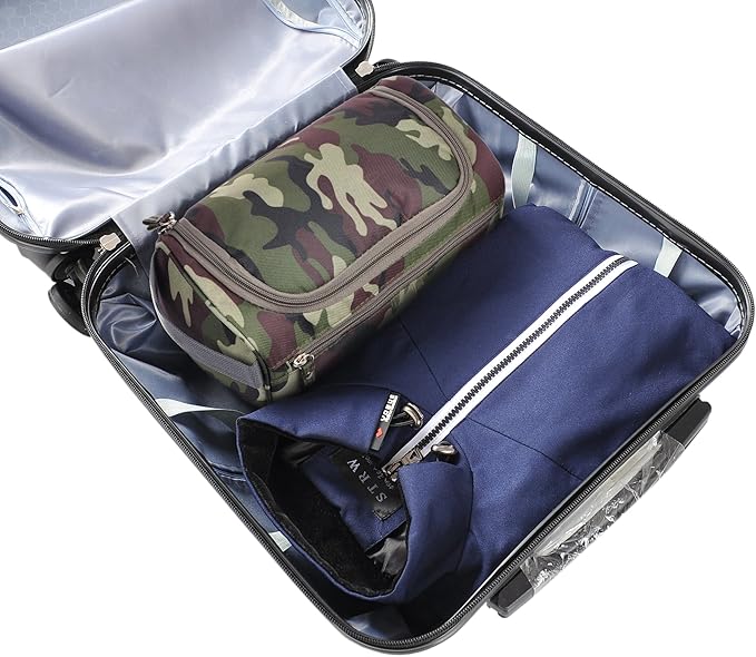 Vercord Mens Toiletry Bag Wash Travel Small Shaving Dop Kit Shower Bathroom Ditty Hygiene Bag Camo Dark Green