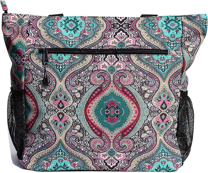 ESVAN Original Floral Water Resistant Large Tote Bag Shoulder Bag for Gym Beach Travel Daily Bags Upgraded