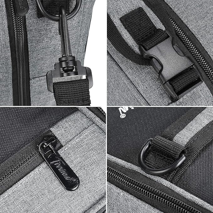 Expandable Insulated Lunch Bag, Leakproof Flat Lunch Cooler Tote with Shoulder Strap for Men and Women, Suitable for Work & Office by Tirrinia, Dark Grey