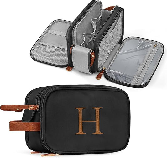 YOOLIFE Toiletry Bag for Women Men - Initial Travel Toiletry Bag Organizer Dopp Kit Water Resistant Personalized Gifts