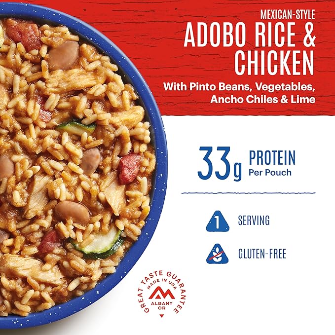 Mountain House Mexican-Style Adobo Rice & Chicken Pro-Pak | Freeze Dried Backpacking & Camping Food | Gluten-Free | 1 Serving