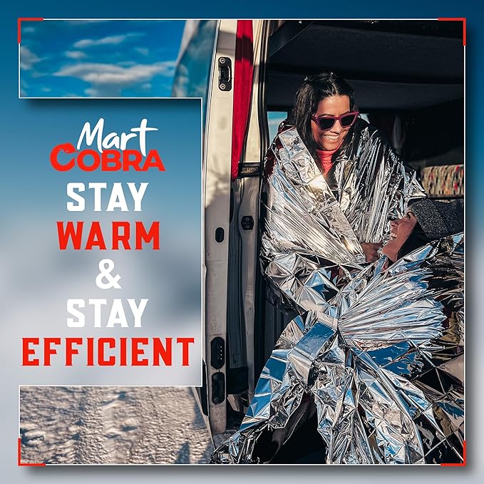 Emergency Blanket 4-Pack Space Mylar Blankets Survival Gear and Supplies Reusable Thermal Camping Hunting Essentials First Aid Car Emergency Kit Prepper Bug Out Bag Foil Warm Cat Cold Snow Winter